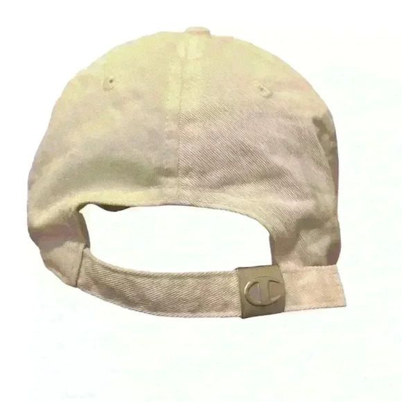 Champion Script Logo Hat Adjustable One Size White/Cream Baseball Cap Unisex - Picture 3 of 8